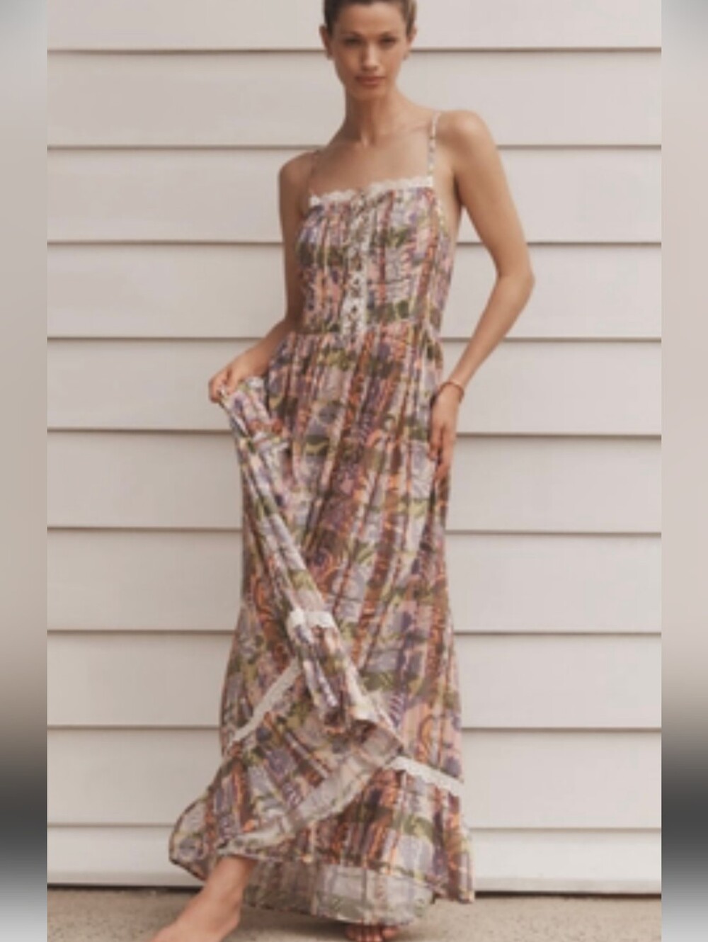 Anthropologie Floral Sleeveless Maxi Dress Size S